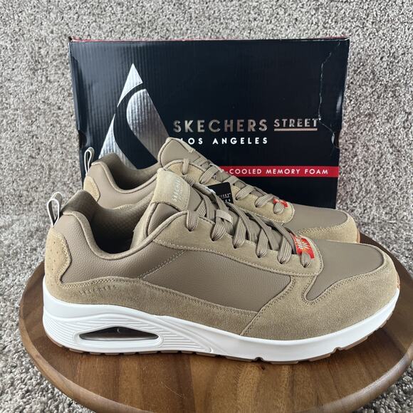 Mens Size 14 W Skechers Street Uno Stacre Sand Casual Shoes Sneakers 52468W/SND - Picture 10 of 12